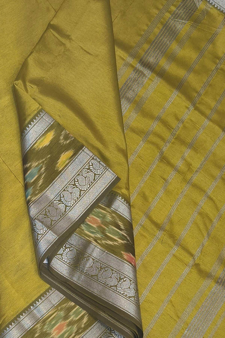 Mangalgiri silk cotton saree in mehndi green