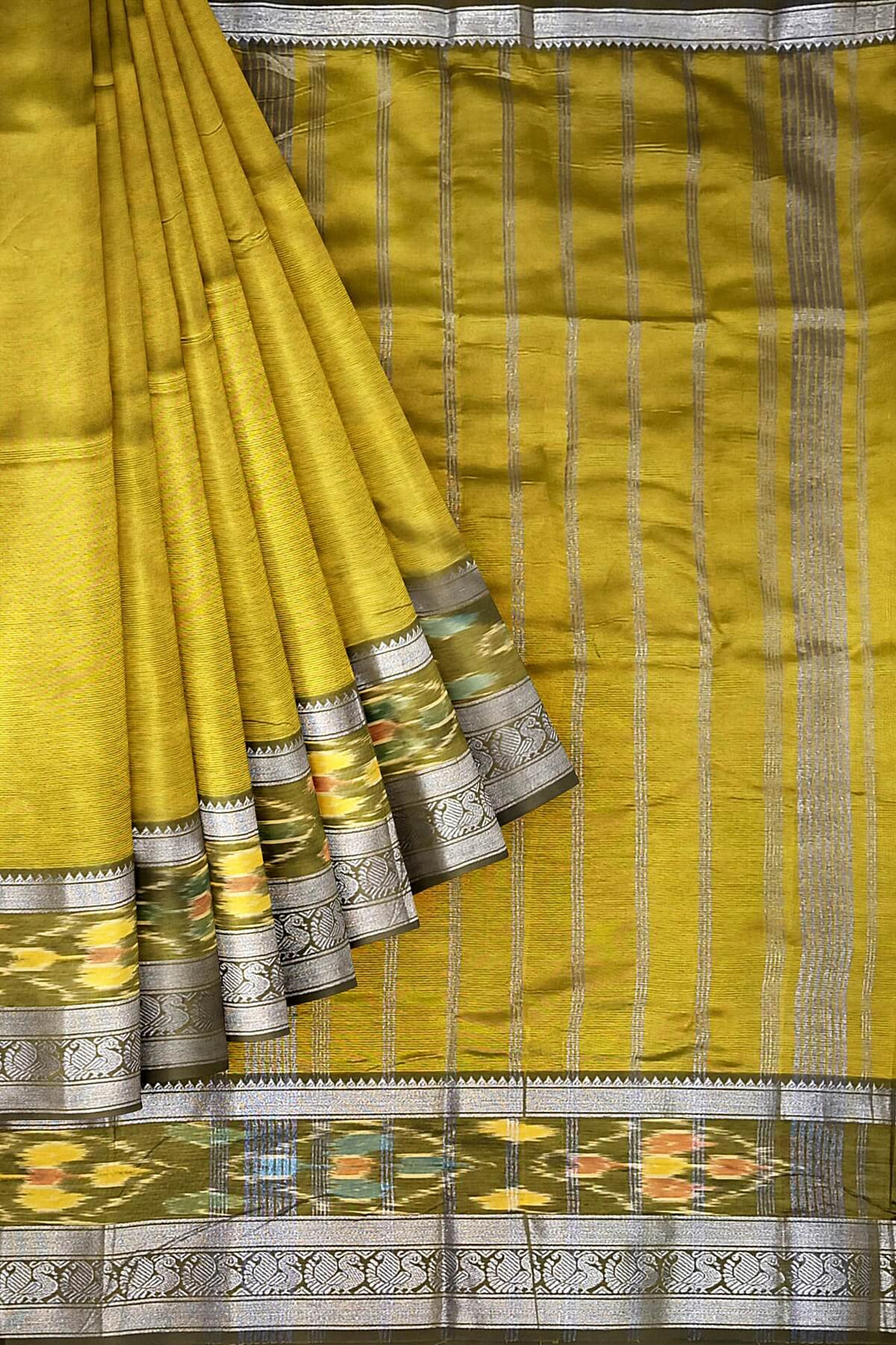 Mangalgiri silk cotton saree in mehndi green