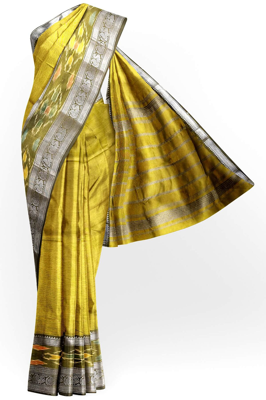 Mangalgiri silk cotton saree in mehndi green