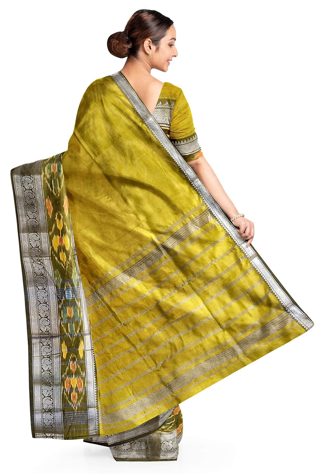 Mangalgiri silk cotton saree in mehndi green