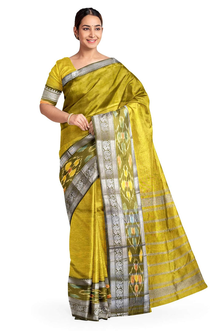 Mangalgiri silk cotton saree in mehndi green