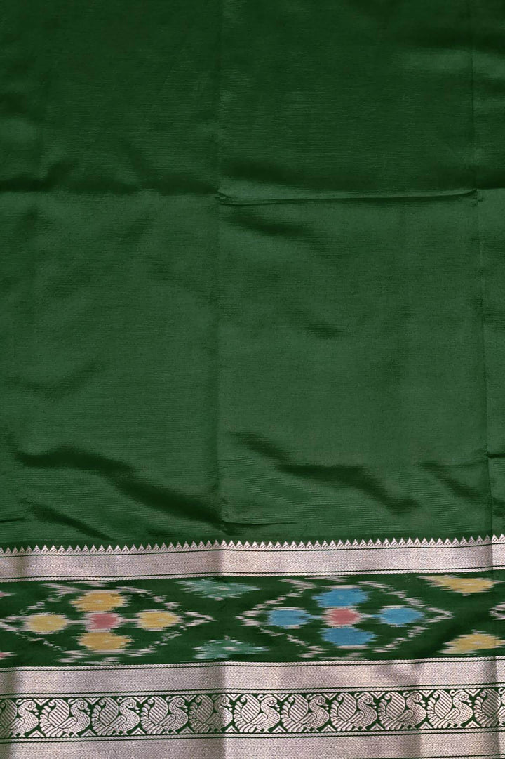 Mangalgiri silk cotton saree in bottle green
