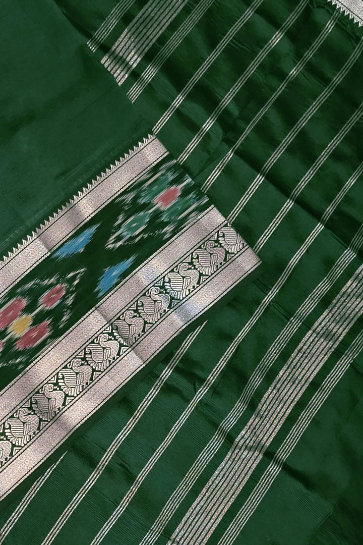 Mangalgiri silk cotton saree in bottle green