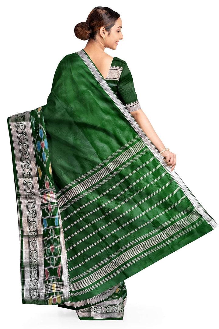 Mangalgiri silk cotton saree in bottle green