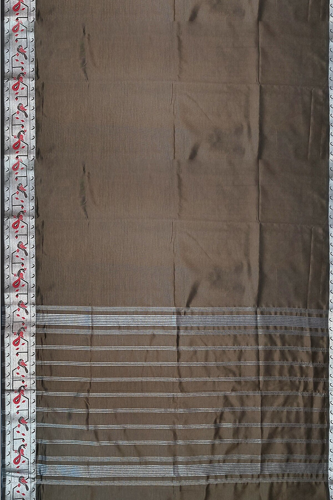 Mangalgiri silk cotton saree in coffee brown