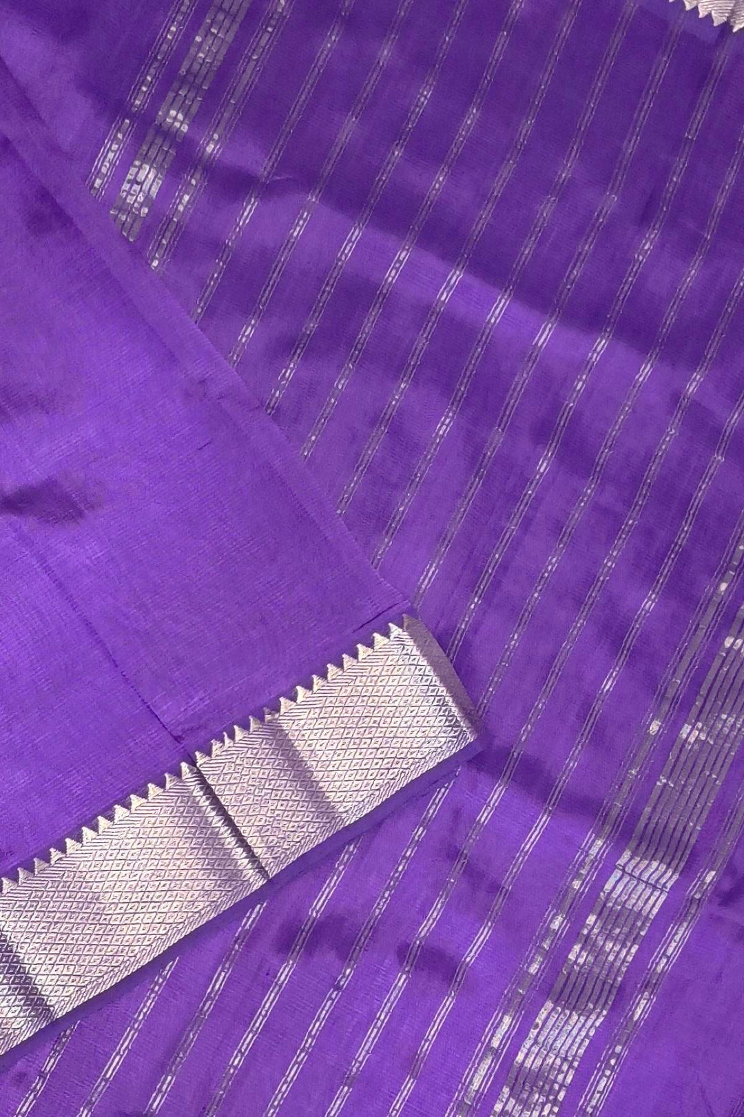 Mangalgiri silk cotton saree in   blue with big border