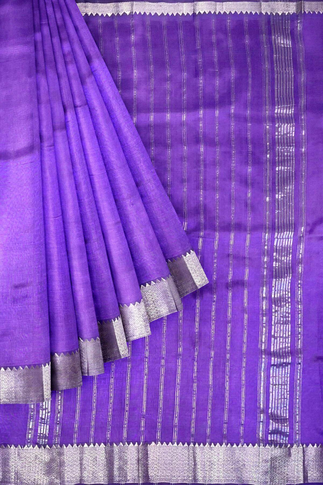 Mangalgiri silk cotton saree in   blue with big border
