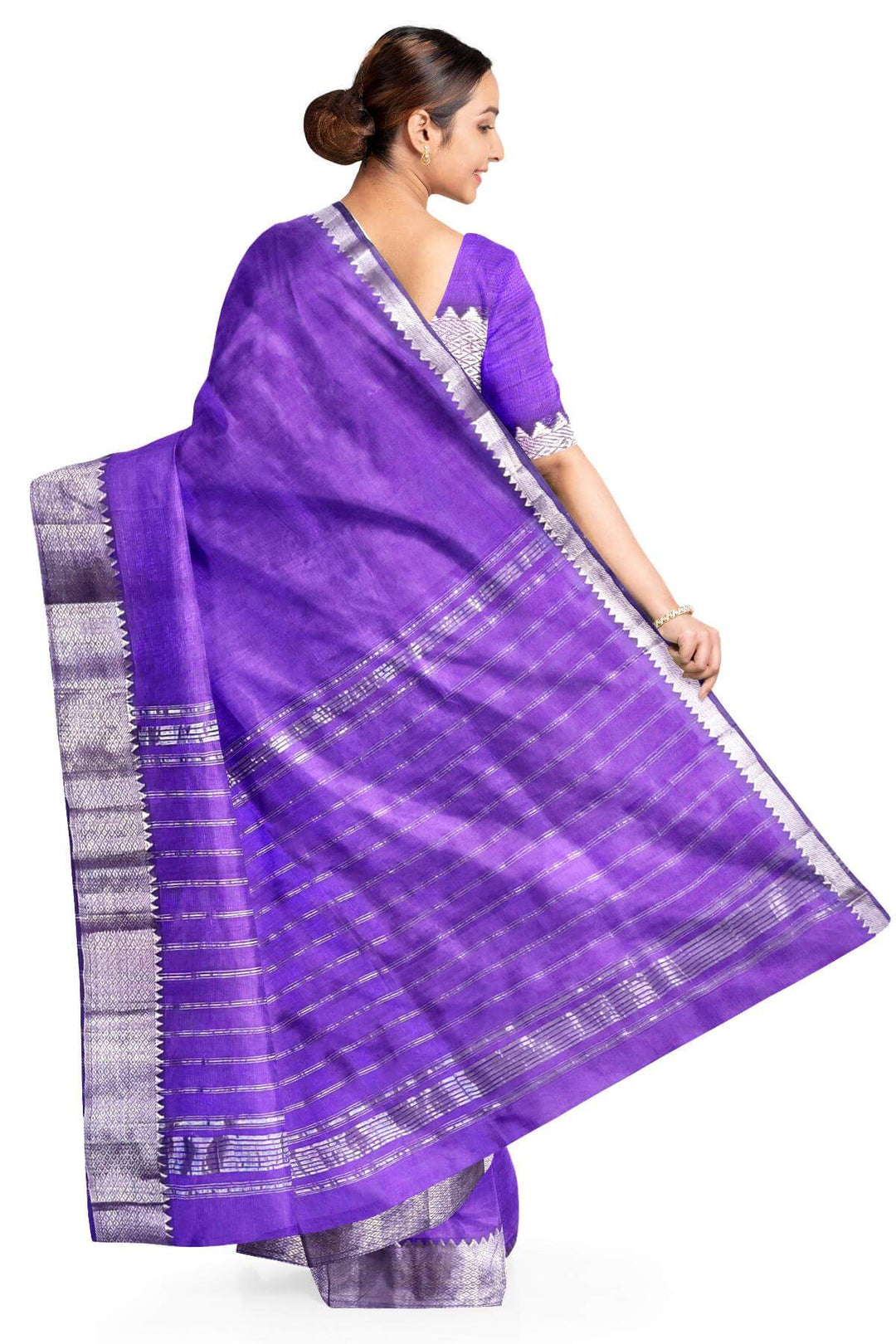 Mangalgiri silk cotton saree in   blue with big border