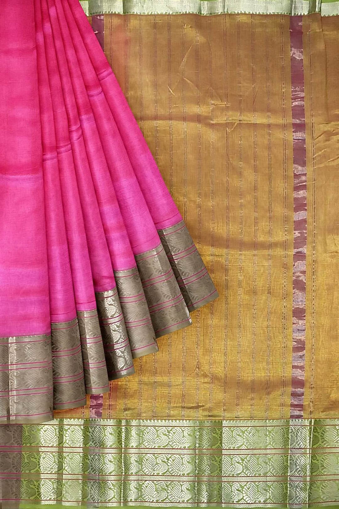 Mangalgiri silk cotton saree in pink