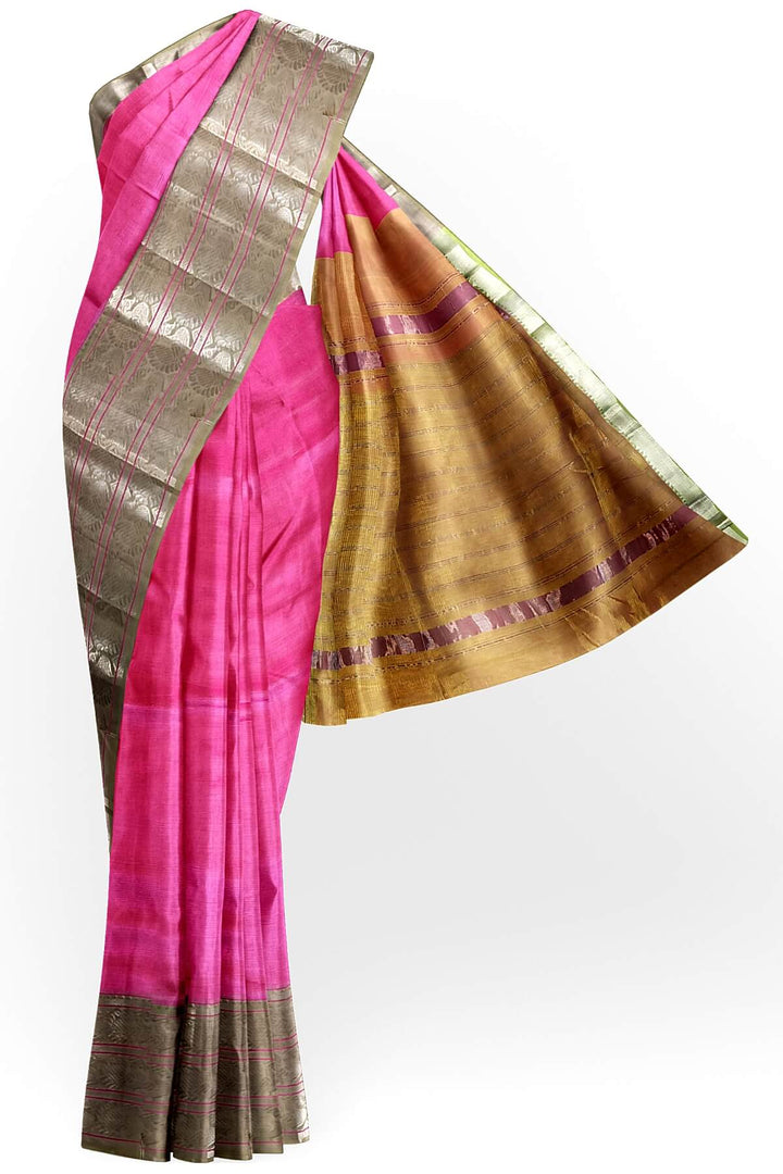 Mangalgiri silk cotton saree in pink