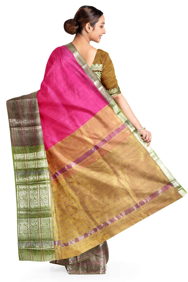 Mangalgiri silk cotton saree in pink