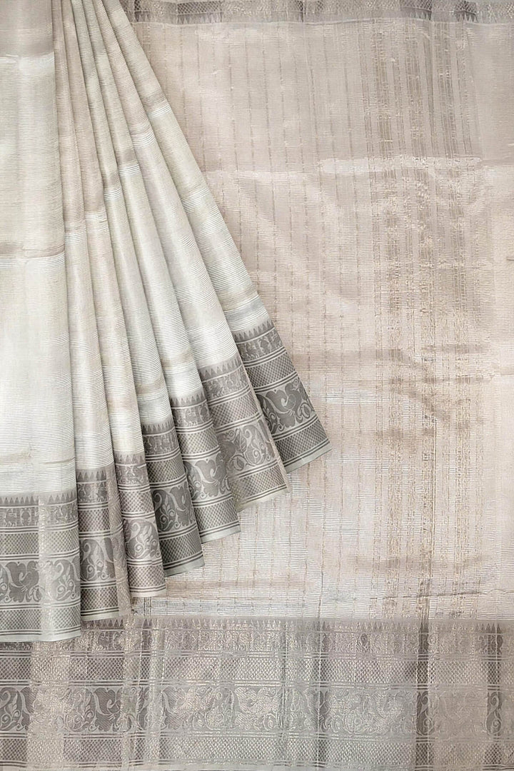 Mangalgiri silk cotton saree in white