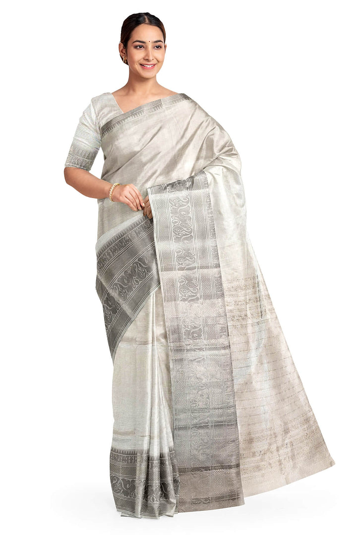 Mangalgiri silk cotton saree in white