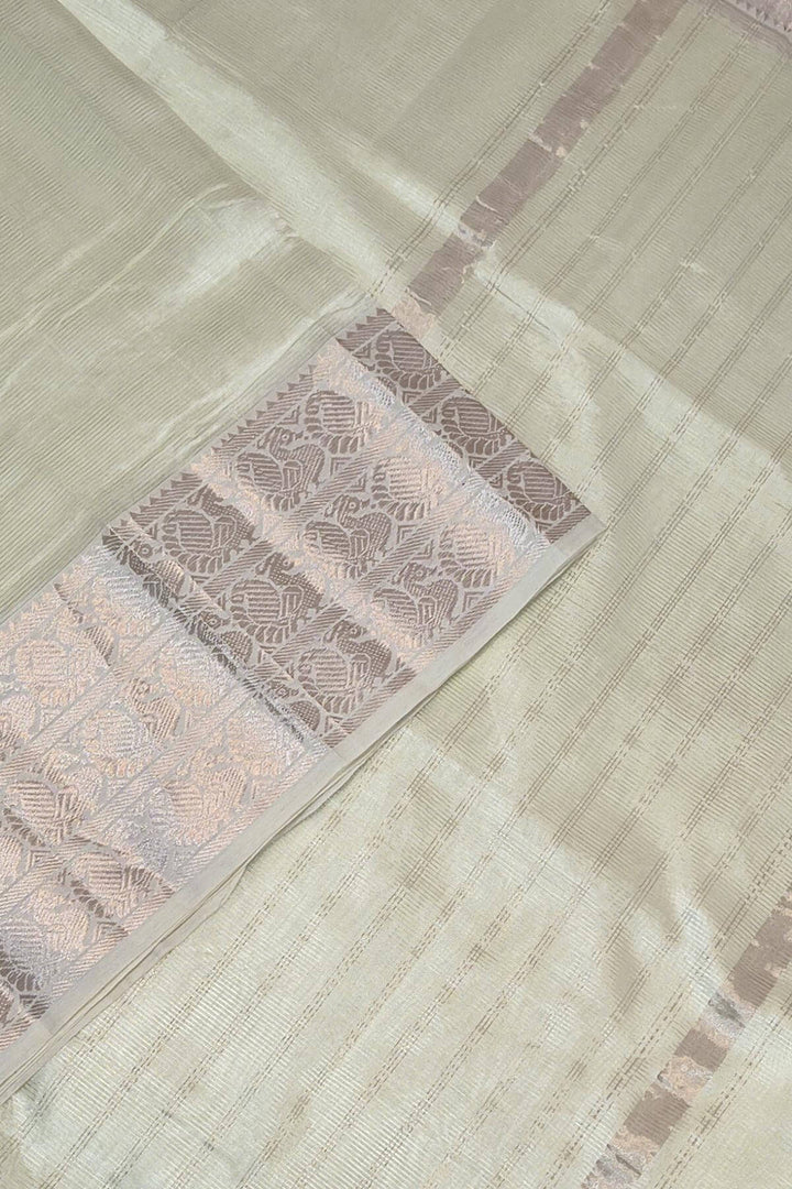 Mangalgiri silk cotton saree in off white