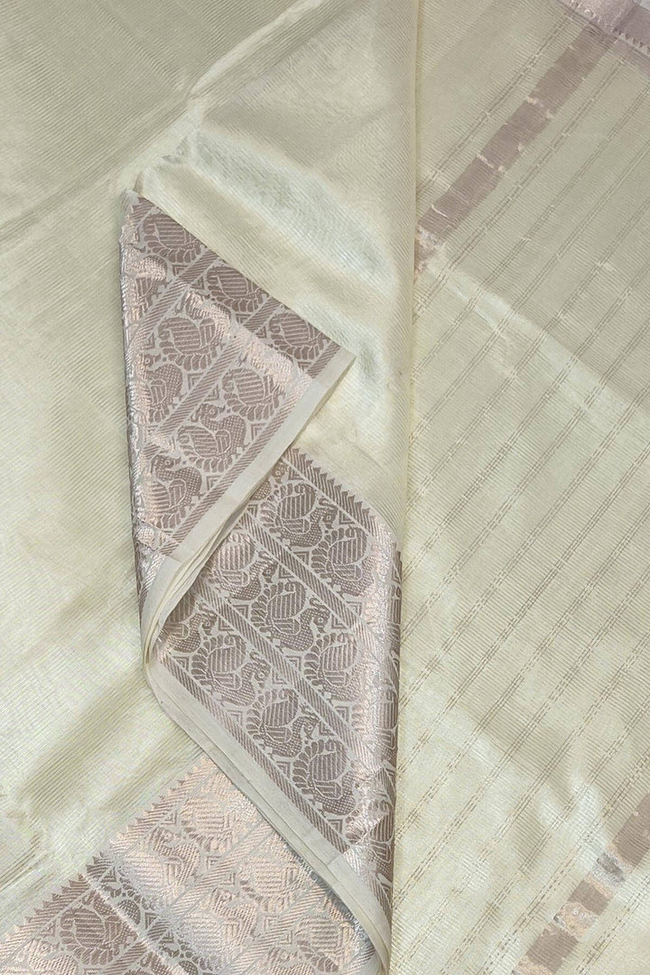 Mangalgiri silk cotton saree in off white