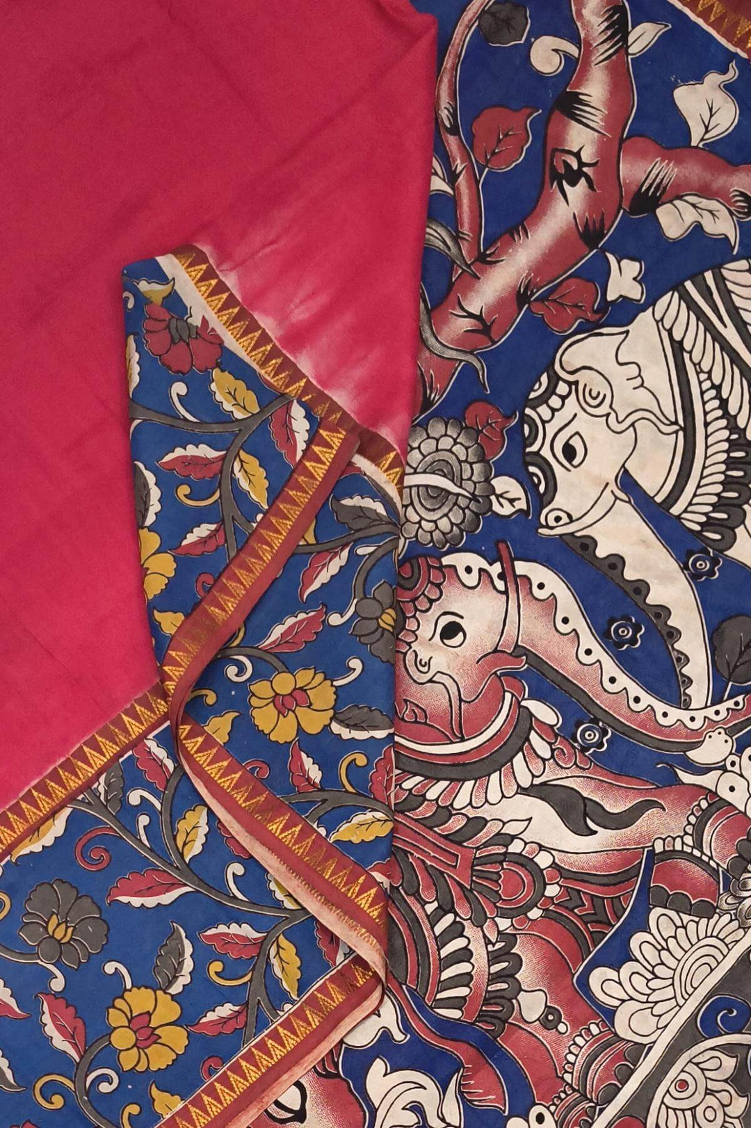 Mangalgiri silk cotton saree in  red