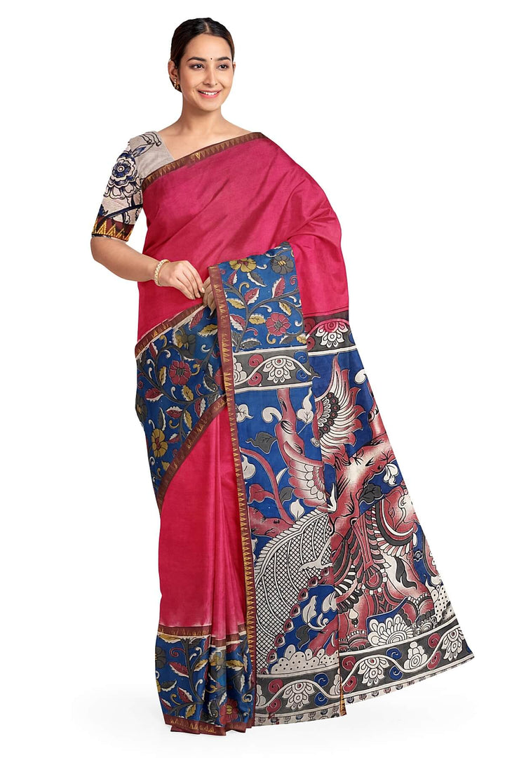 Mangalgiri silk cotton saree in  red