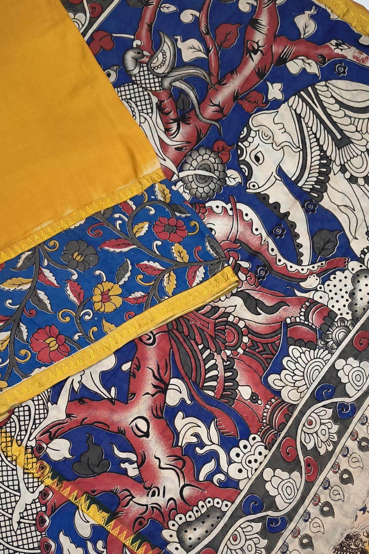 Mangalgiri silk cotton saree in mustard