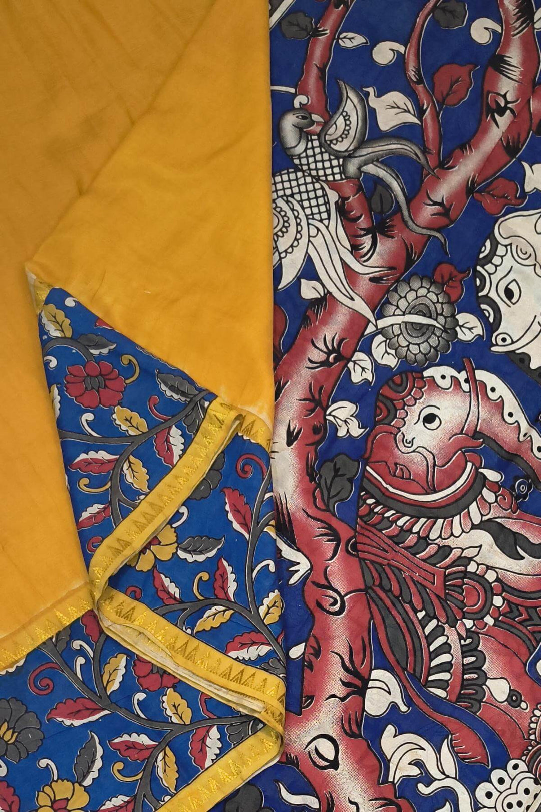 Mangalgiri silk cotton saree in mustard