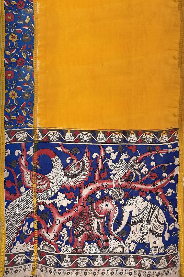 Mangalgiri silk cotton saree in mustard