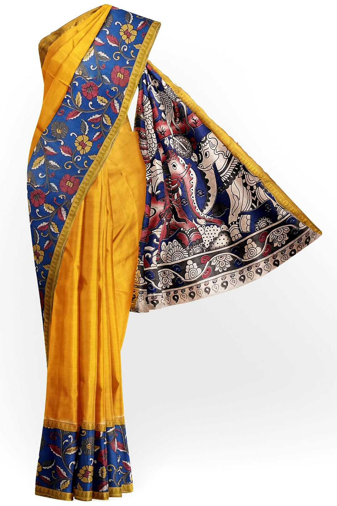 Mangalgiri silk cotton saree in mustard