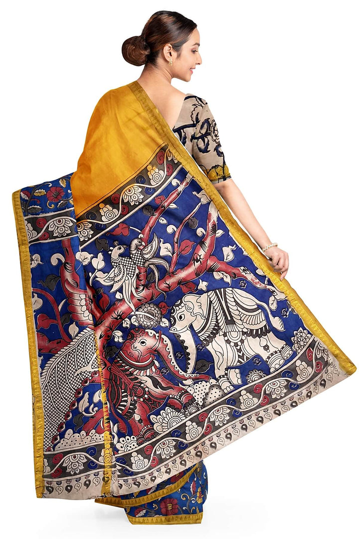 Mangalgiri silk cotton saree in mustard