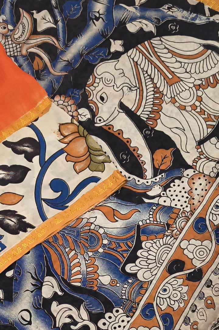 Mangalgiri silk cotton saree in orange