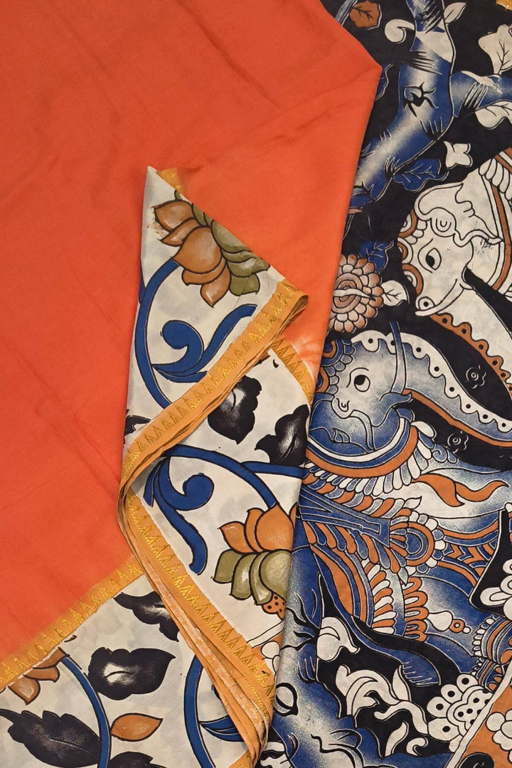 Mangalgiri silk cotton saree in orange