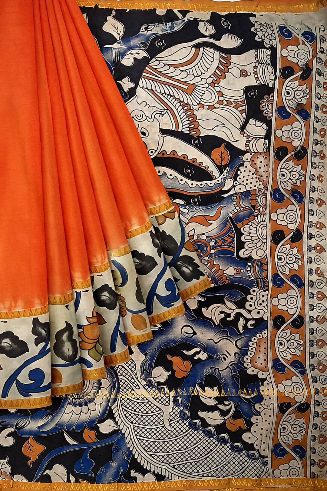 Mangalgiri silk cotton saree in orange