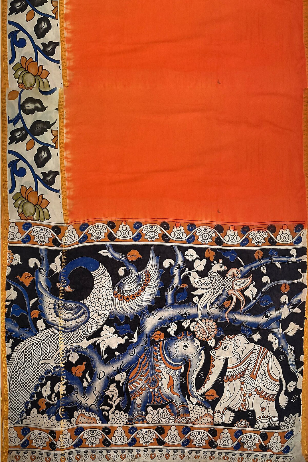 Mangalgiri silk cotton saree in orange