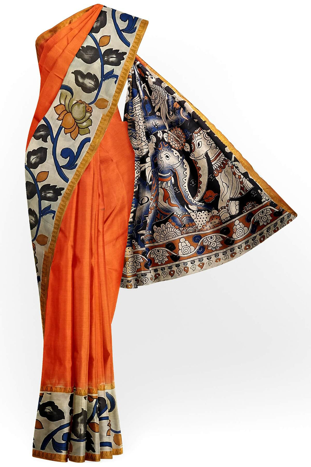 Mangalgiri silk cotton saree in orange