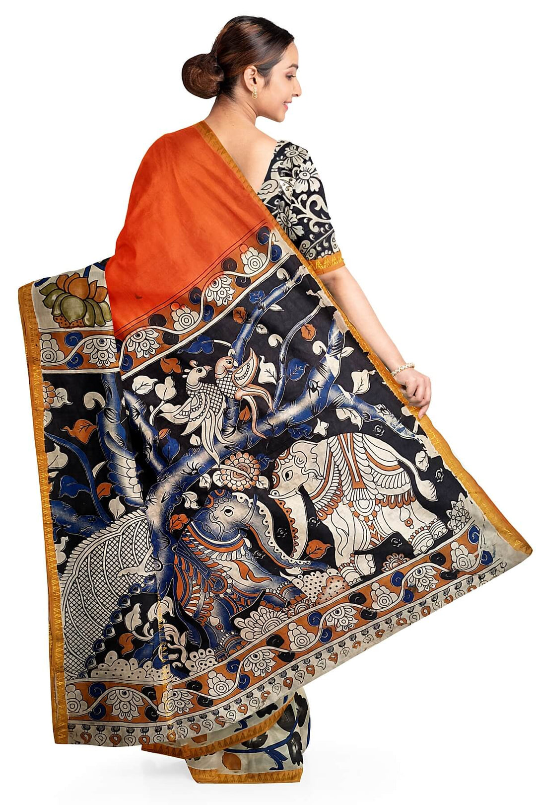 Mangalgiri silk cotton saree in orange