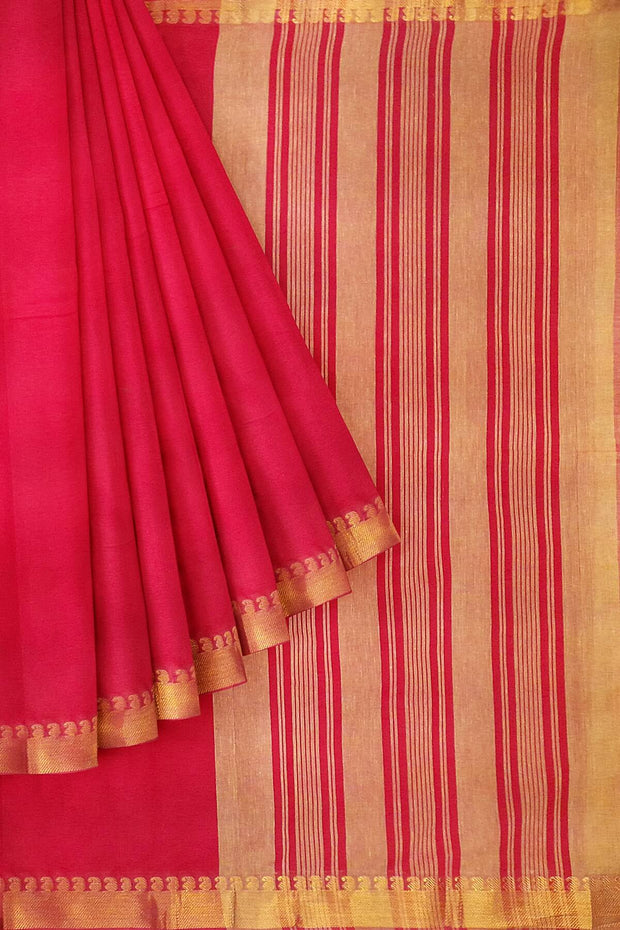 Handloom Mangalgiri pure cotton saree in red