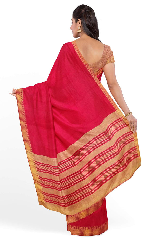 Handloom Mangalgiri pure cotton saree in red