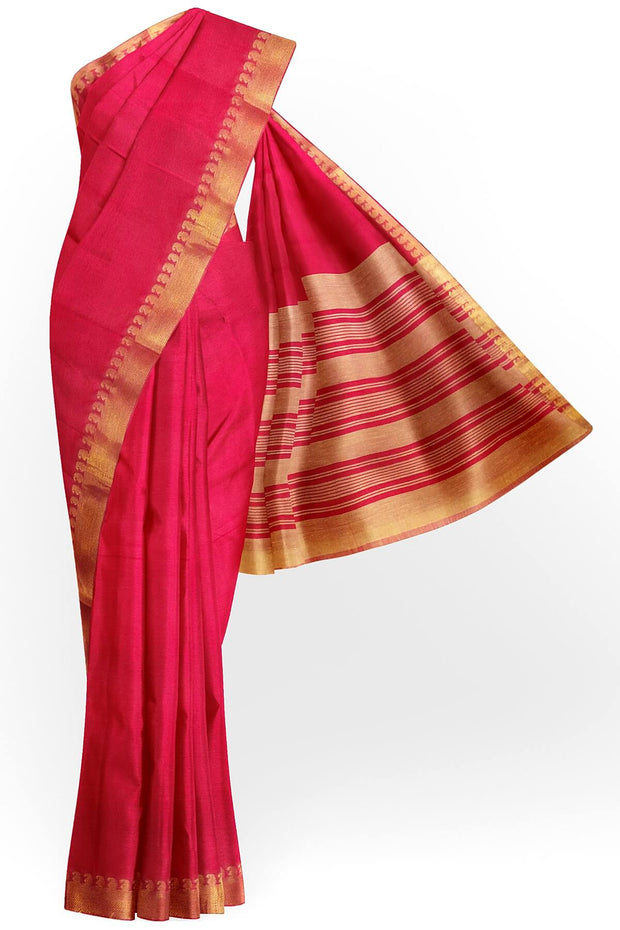 Handloom Mangalgiri pure cotton saree in red