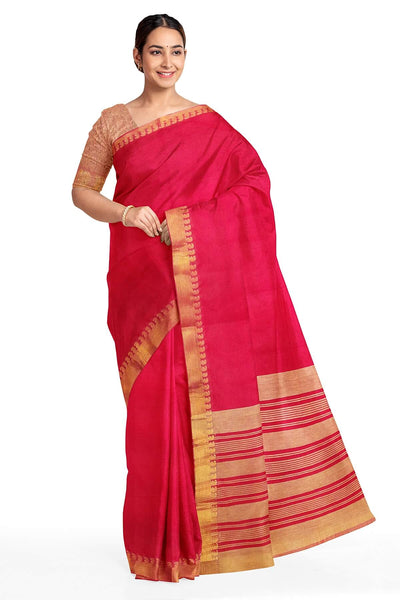 Handloom Mangalgiri pure cotton saree in red