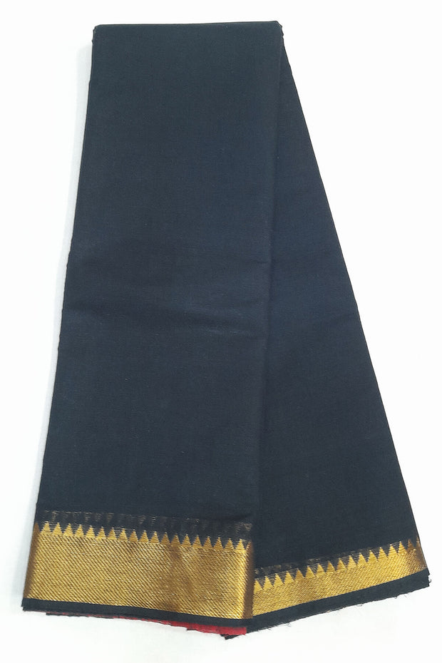 Handloom Mangalgiri pure cotton saree in black