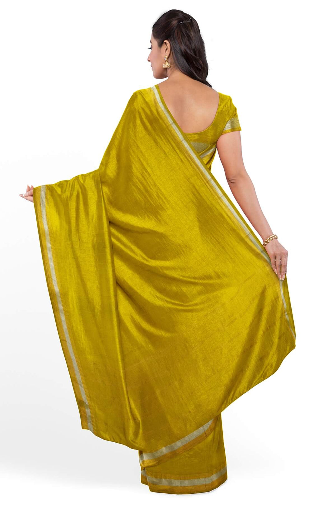 Handloom Mangalgiri pure cotton saree in yellow