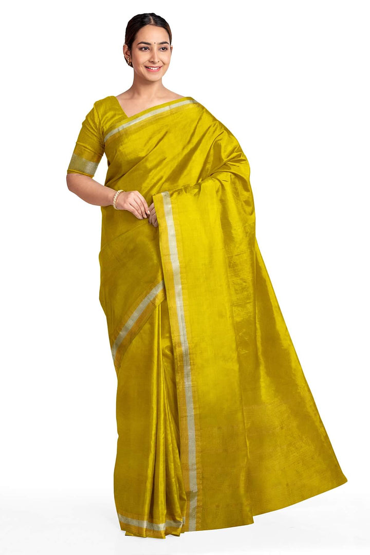 Handloom Mangalgiri pure cotton saree in yellow