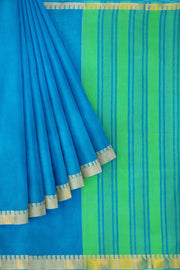 Handloom Mangalgiri pure cotton saree in blue