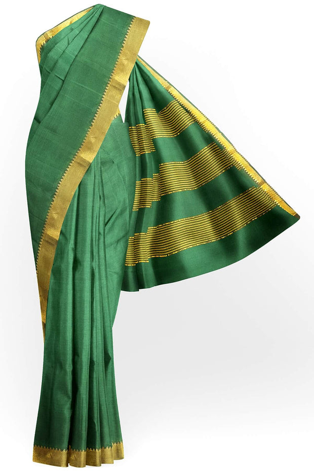 Handloom Mangalgiri pure cotton saree in green