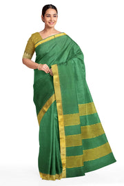 Handloom Mangalgiri pure cotton saree in green