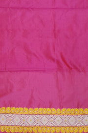 Mulberry pure silk saree  in pink  with colourful motifs on the body and thread work in pallu & border.