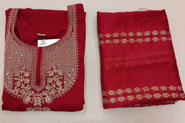 Muslin 2 piece kurta & dupatta set in red