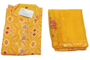 Muslin  2 piece  kurta & dupatta set in yellow