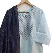 Muslin  2 piece  kurta & dupatta set in  blue