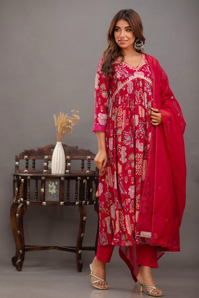 Muslin 3piece kurta set  ( top, bottom & dupatta) in pink