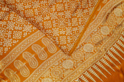 Modal silk saree in floral print in mustard