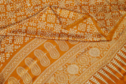 Modal silk saree in floral print in mustard