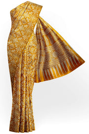 Modal silk saree in floral print in mustard